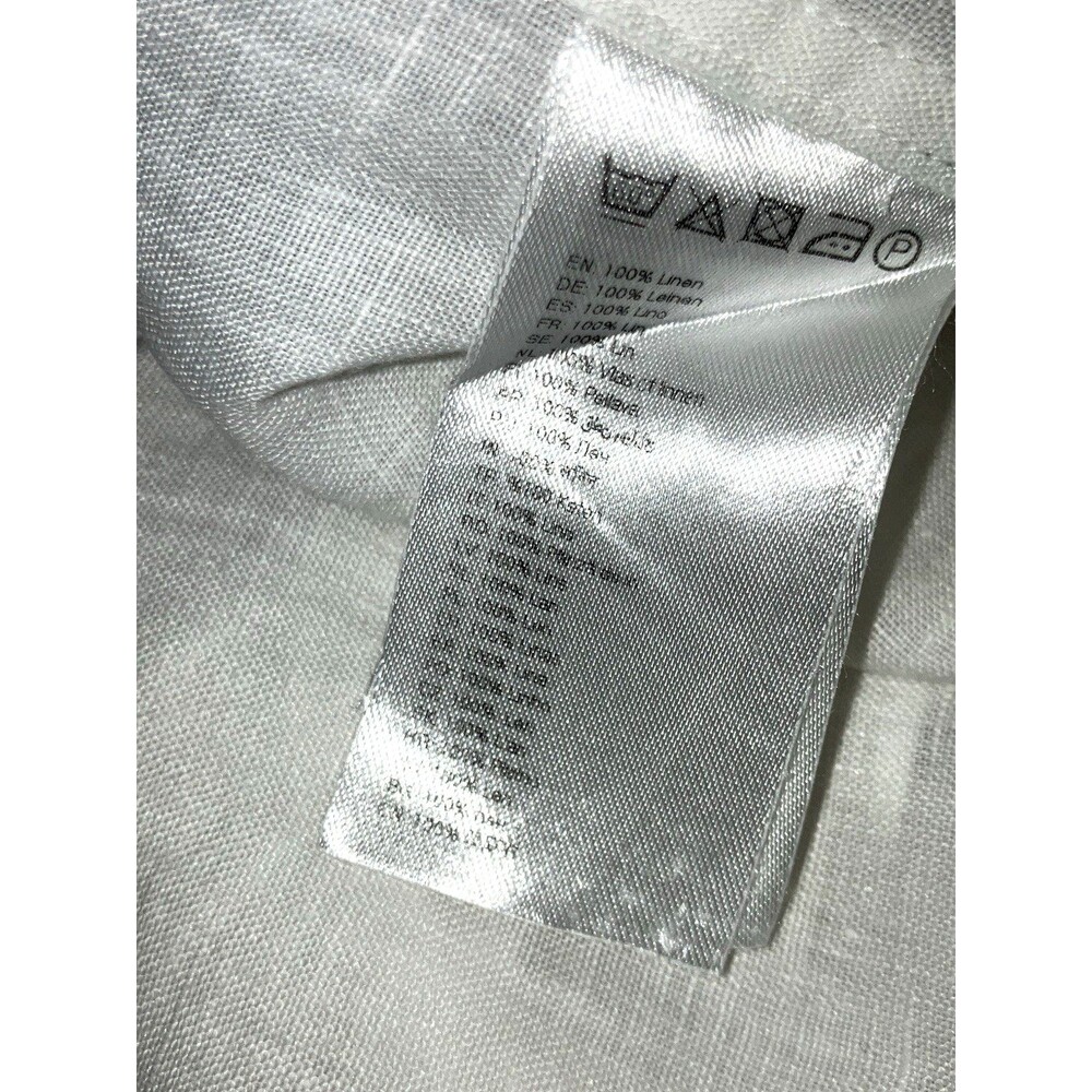 ETON SLIM L Solid White 100% Linen Long Sleeve Dress / Casual Men's Shirt Button - Picture 5 of 6